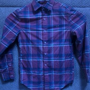 Men's Plaid Button-Up Shirt - Maroon Plaid
